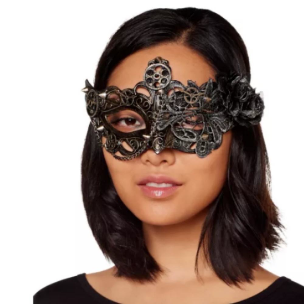 🆕 Silver Steampunk Eye Half Mask, New
